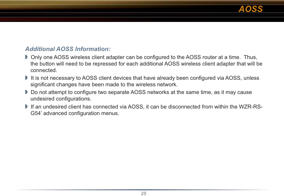 Aoss | Buffalo Technology WZR-RS-G54 User Manual | Page 25 / 107