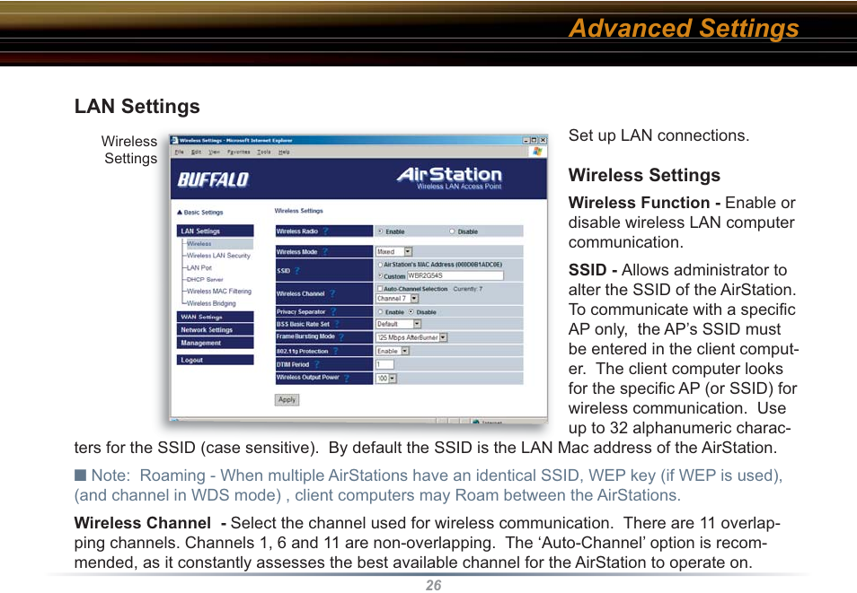 Advanced settings | Buffalo Technology WZR-RS-G54 User Manual | Page 26 / 107