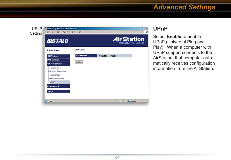 Advanced settings | Buffalo Technology WZR-RS-G54 User Manual | Page 61 / 107