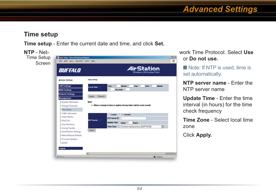 Advanced settings | Buffalo Technology WZR-RS-G54 User Manual | Page 64 / 107