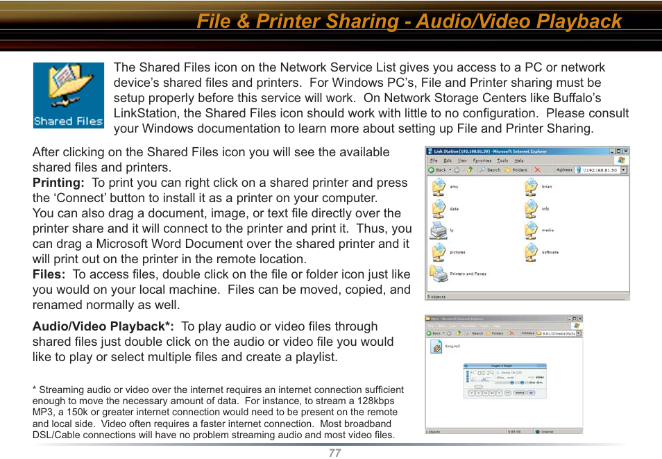 File & printer sharing - audio/video playback | Buffalo Technology WZR-RS-G54 User Manual | Page 77 / 107
