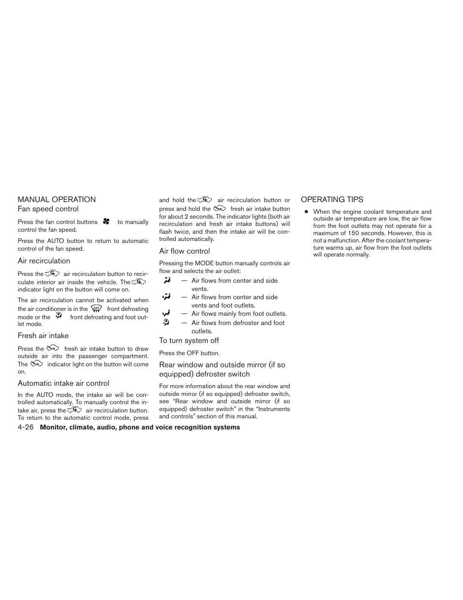 Manual operation -26 operating tips -26 | NISSAN 2014 Sentra - Owner's Manual User Manual | Page 177 / 388