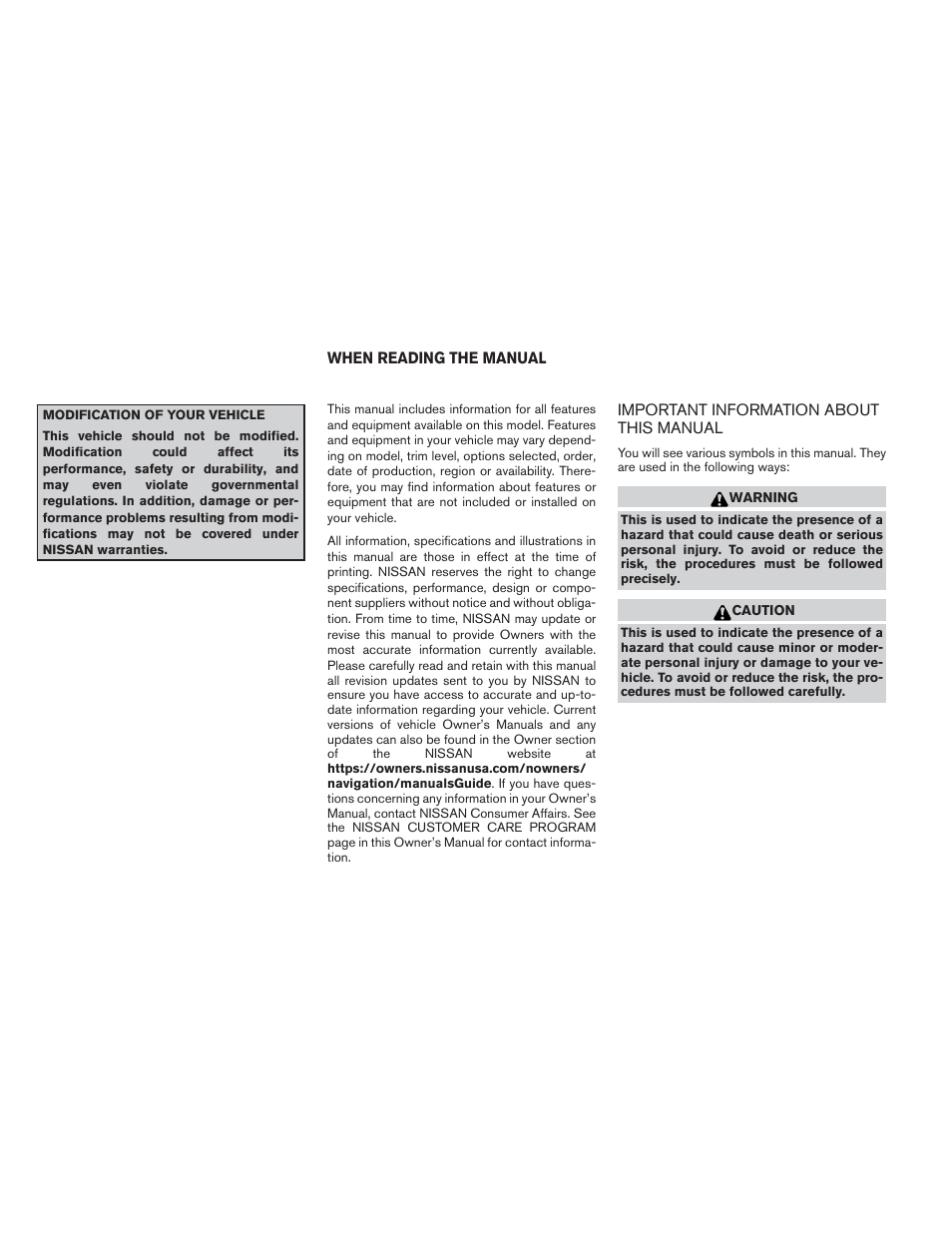 NISSAN 2014 Sentra - Owner's Manual User Manual | Page 5 / 388