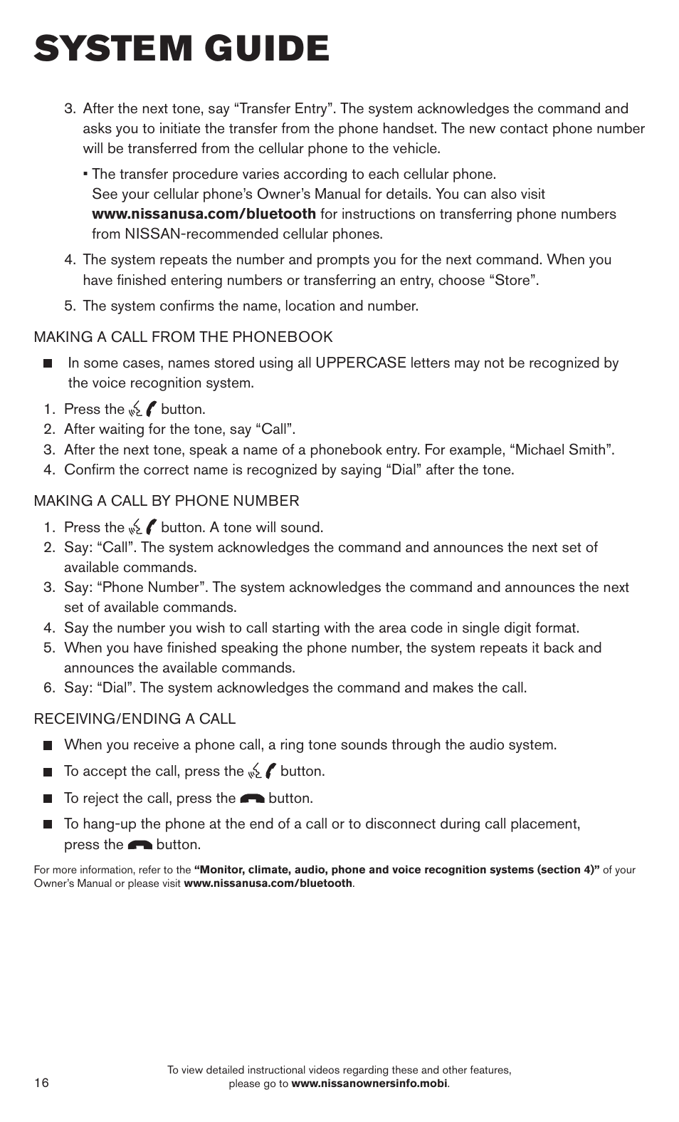 System guide | NISSAN 2014 Sentra - Quick Reference Guide User Manual | Page 18 / 24