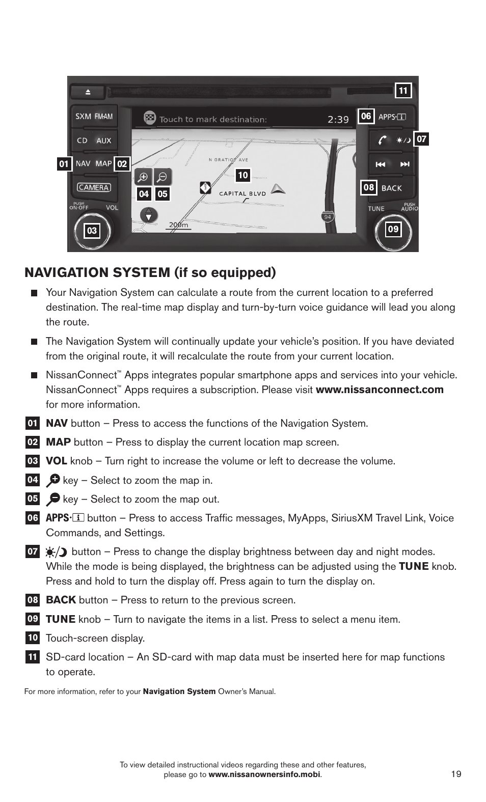 Navigation system (if so equipped) | NISSAN 2014 Sentra - Quick Reference Guide User Manual | Page 21 / 24