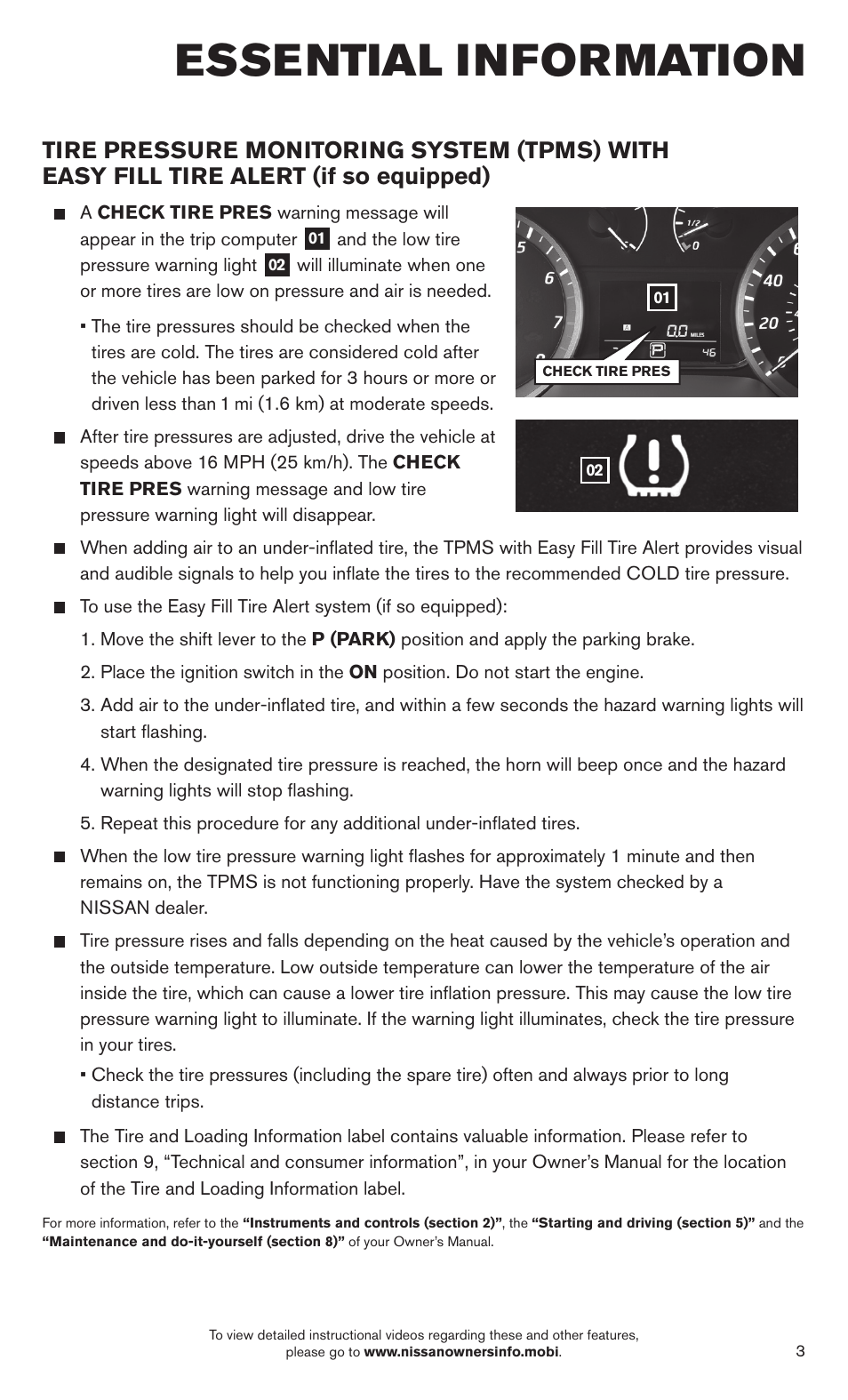 Essential information | NISSAN 2014 Sentra - Quick Reference Guide User Manual | Page 5 / 24