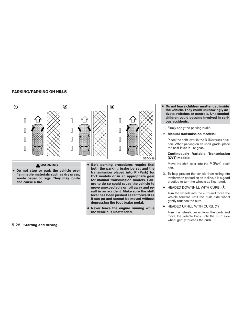 Parking/parking on hills -28 | NISSAN 2015 Sentra - Owner's Manual User Manual | Page 293 / 400