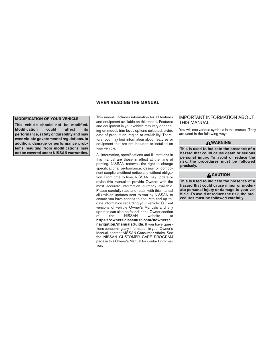 NISSAN 2015 Sentra - Owner's Manual User Manual | Page 3 / 400