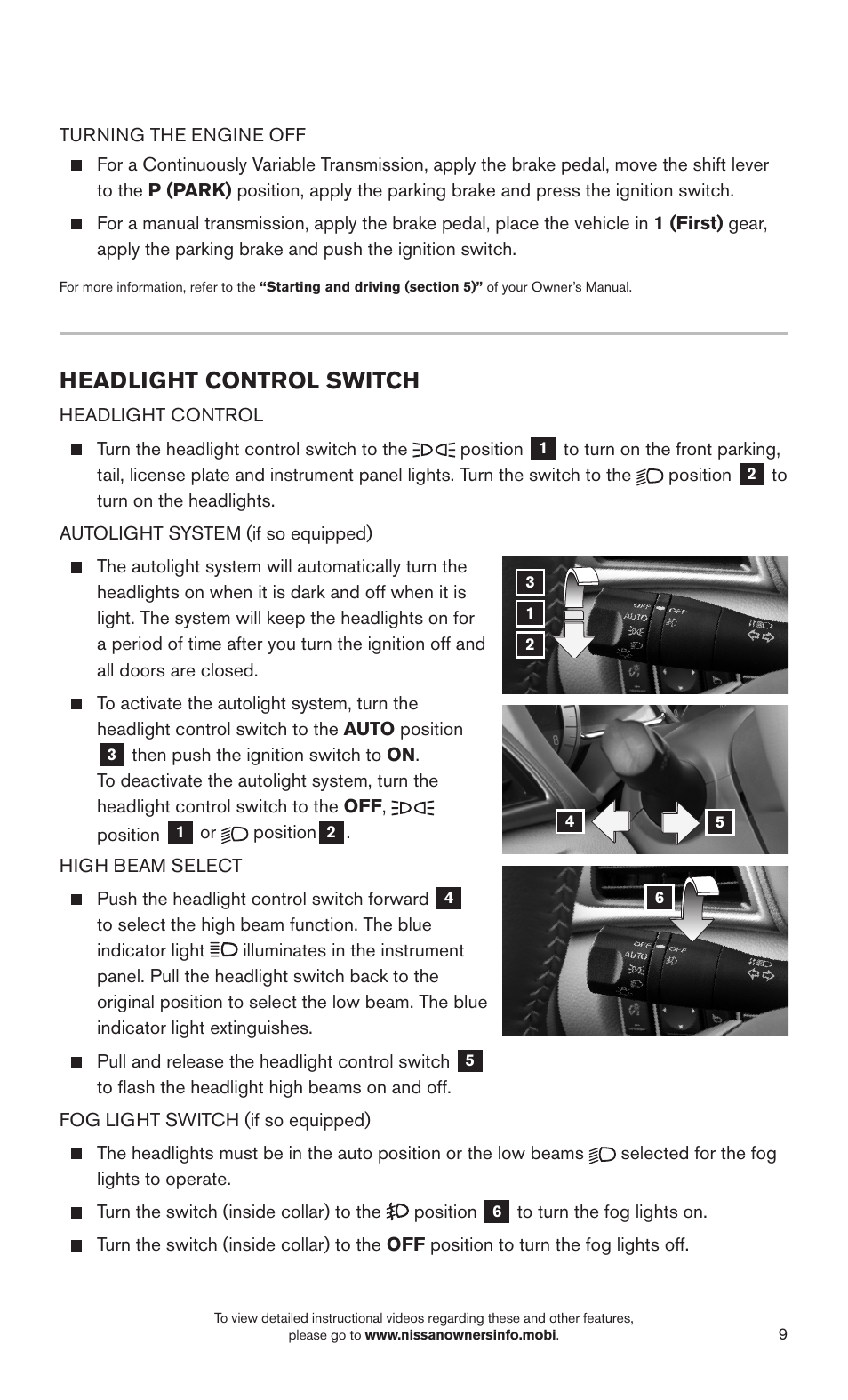 Headlight control switch | NISSAN 2015 Sentra - Quick Reference Guide User Manual | Page 11 / 24