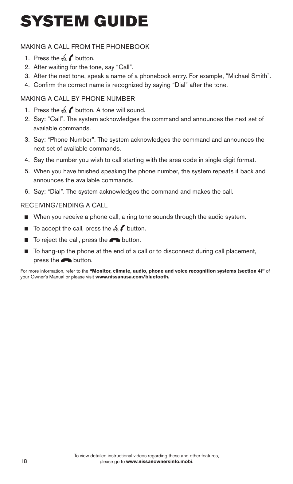 System guide | NISSAN 2015 Sentra - Quick Reference Guide User Manual | Page 20 / 24