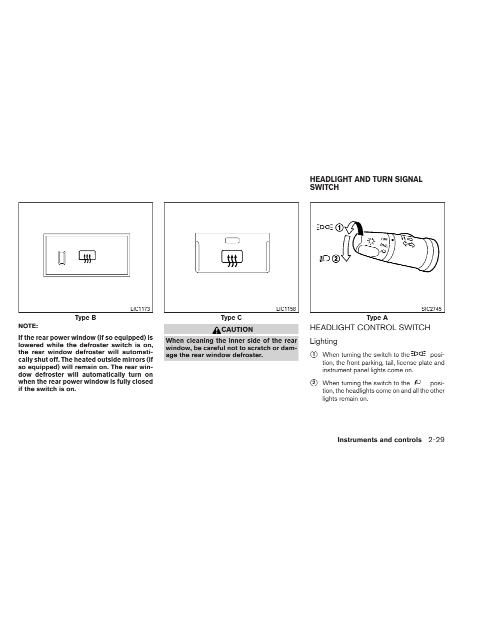 Headlight and turn signal switch -29, Headlight control switch -29 | NISSAN 2012 Titan - Owner's Manual User Manual | Page 110 / 406