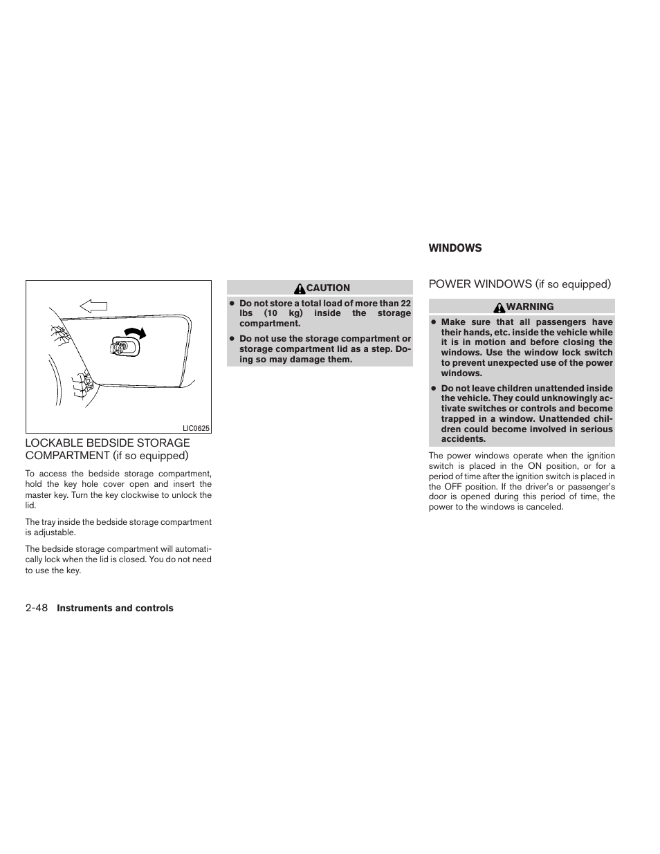 Windows -48, Power windows (if so equipped) -48 | NISSAN 2012 Titan - Owner's Manual User Manual | Page 129 / 406