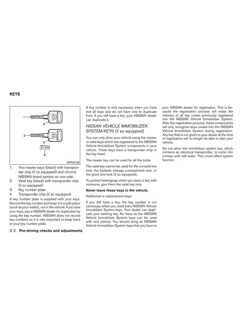 Keys -2 | NISSAN 2012 Titan - Owner's Manual User Manual | Page 143 / 406