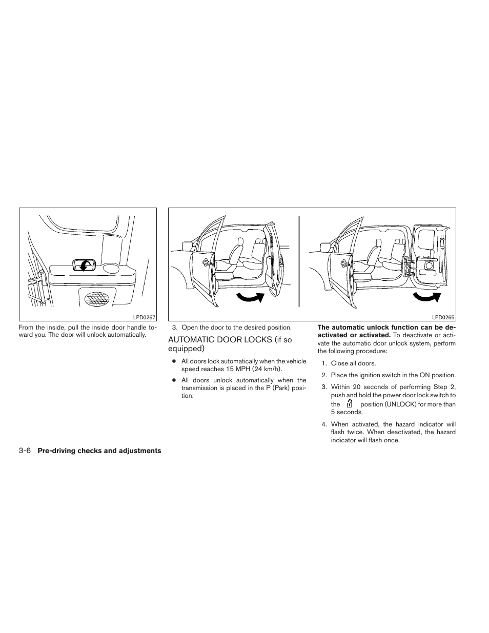 Automatic door locks (if so equipped) -6 | NISSAN 2012 Titan - Owner's Manual User Manual | Page 147 / 406