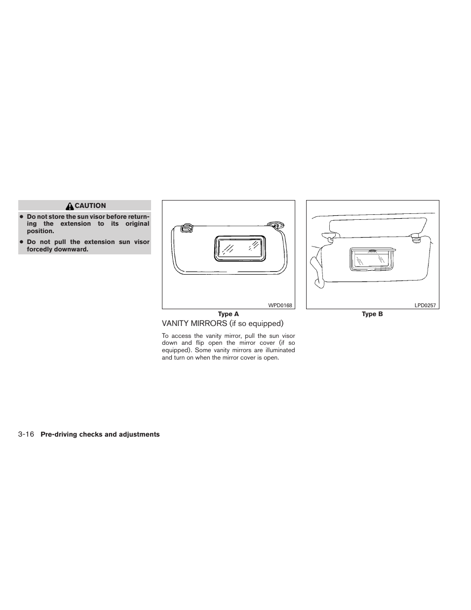 Vanity mirrors (if so equipped) -16 | NISSAN 2012 Titan - Owner's Manual User Manual | Page 157 / 406