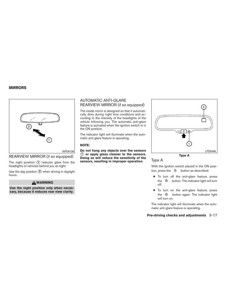 Mirrors -17 | NISSAN 2012 Titan - Owner's Manual User Manual | Page 158 / 406