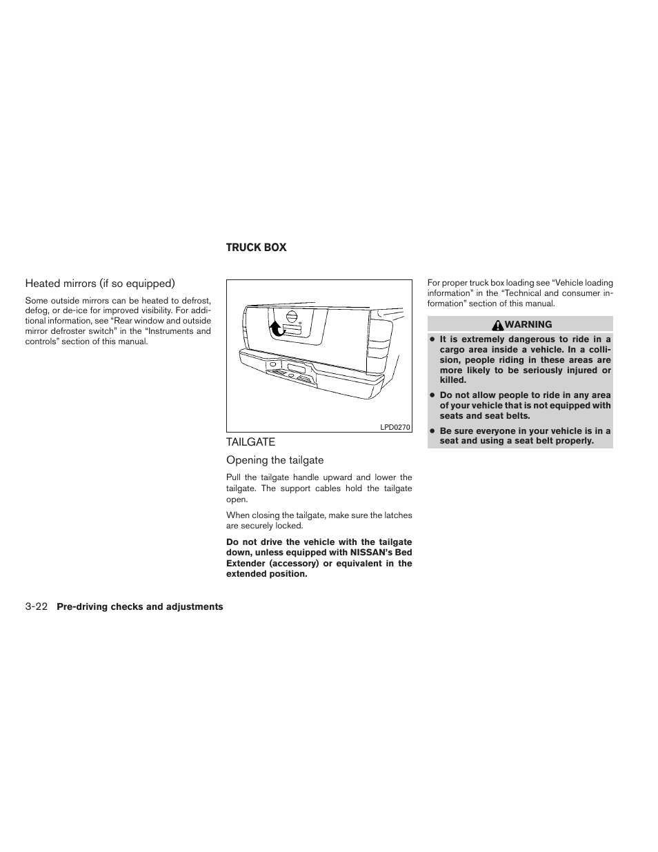 Truck box -22, Tailgate -22 | NISSAN 2012 Titan - Owner's Manual User Manual | Page 163 / 406