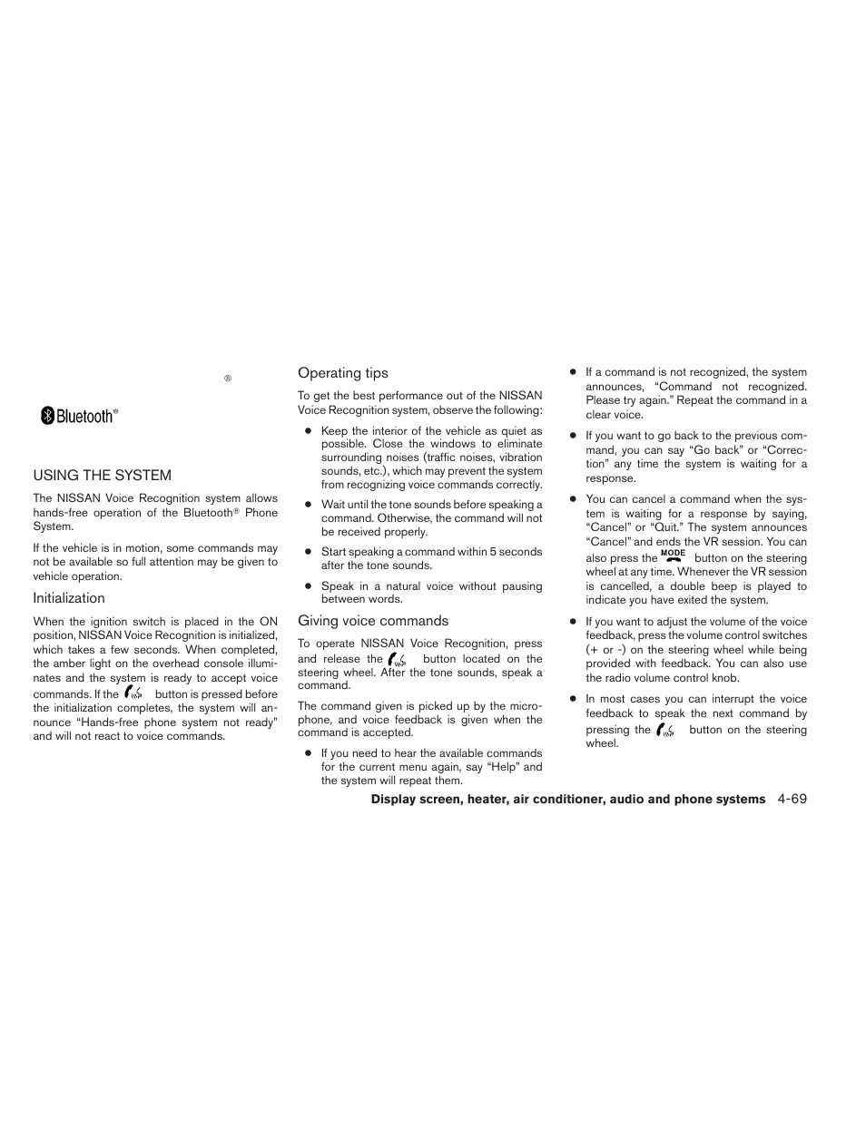 Using the system -69 | NISSAN 2012 Titan - Owner's Manual User Manual | Page 238 / 406