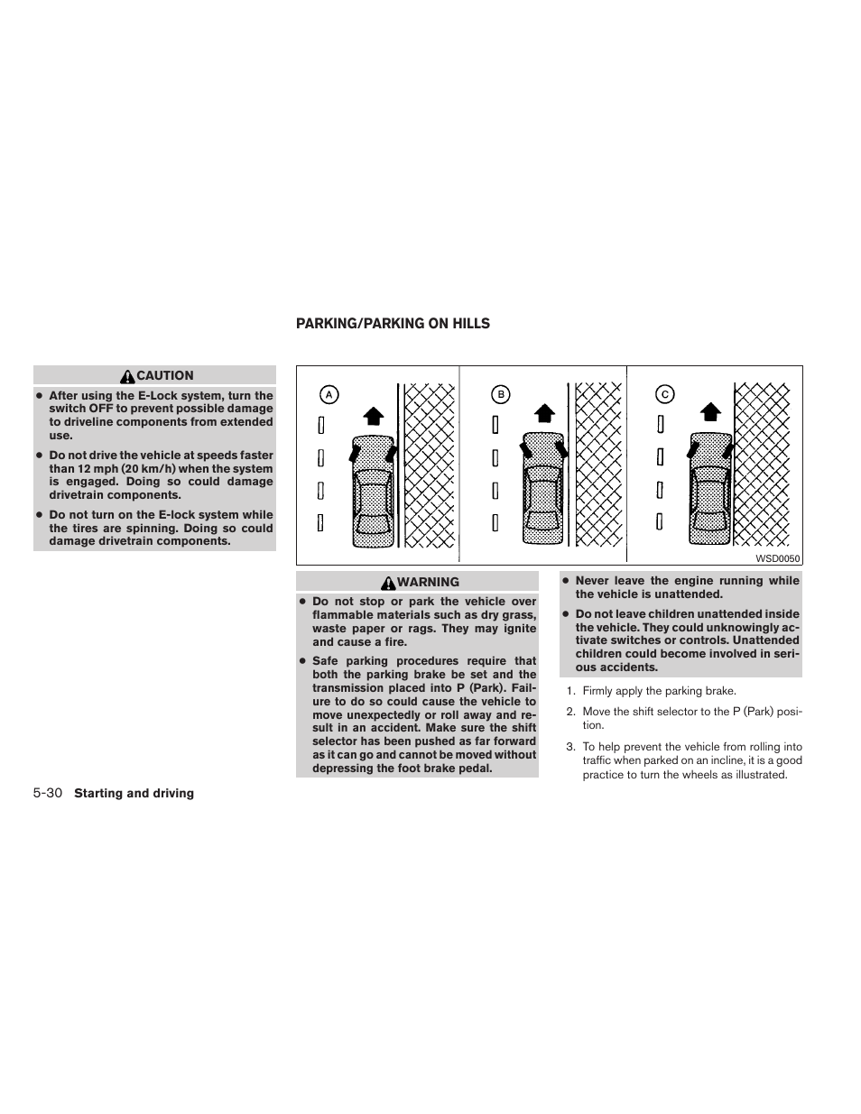 Parking/parking on hills -30 | NISSAN 2012 Titan - Owner's Manual User Manual | Page 281 / 406