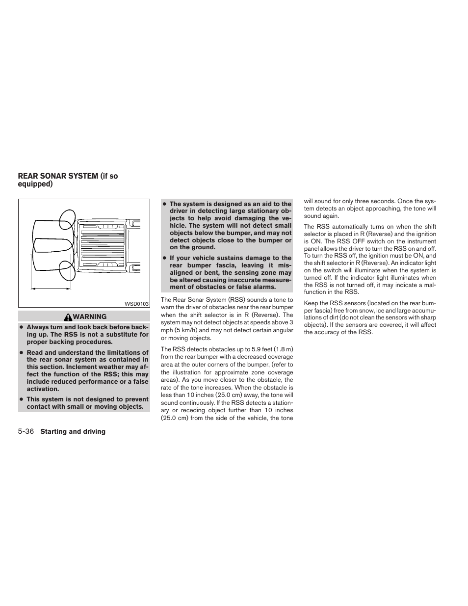 Rear sonar system (if so equipped) -36 | NISSAN 2012 Titan - Owner's Manual User Manual | Page 287 / 406