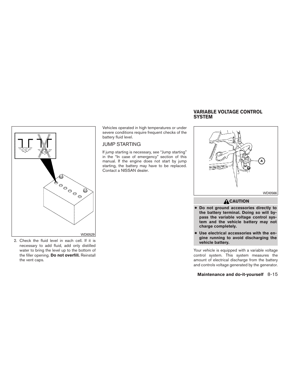 Jump starting -15, Variable voltage control system -15 | NISSAN 2012 Titan - Owner's Manual User Manual | Page 324 / 406