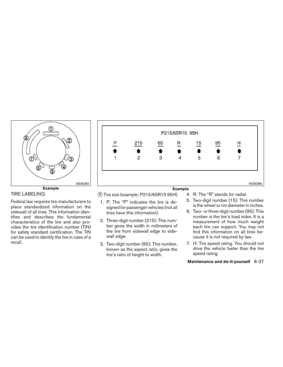 Tire labeling -37 | NISSAN 2012 Titan - Owner's Manual User Manual | Page 346 / 406