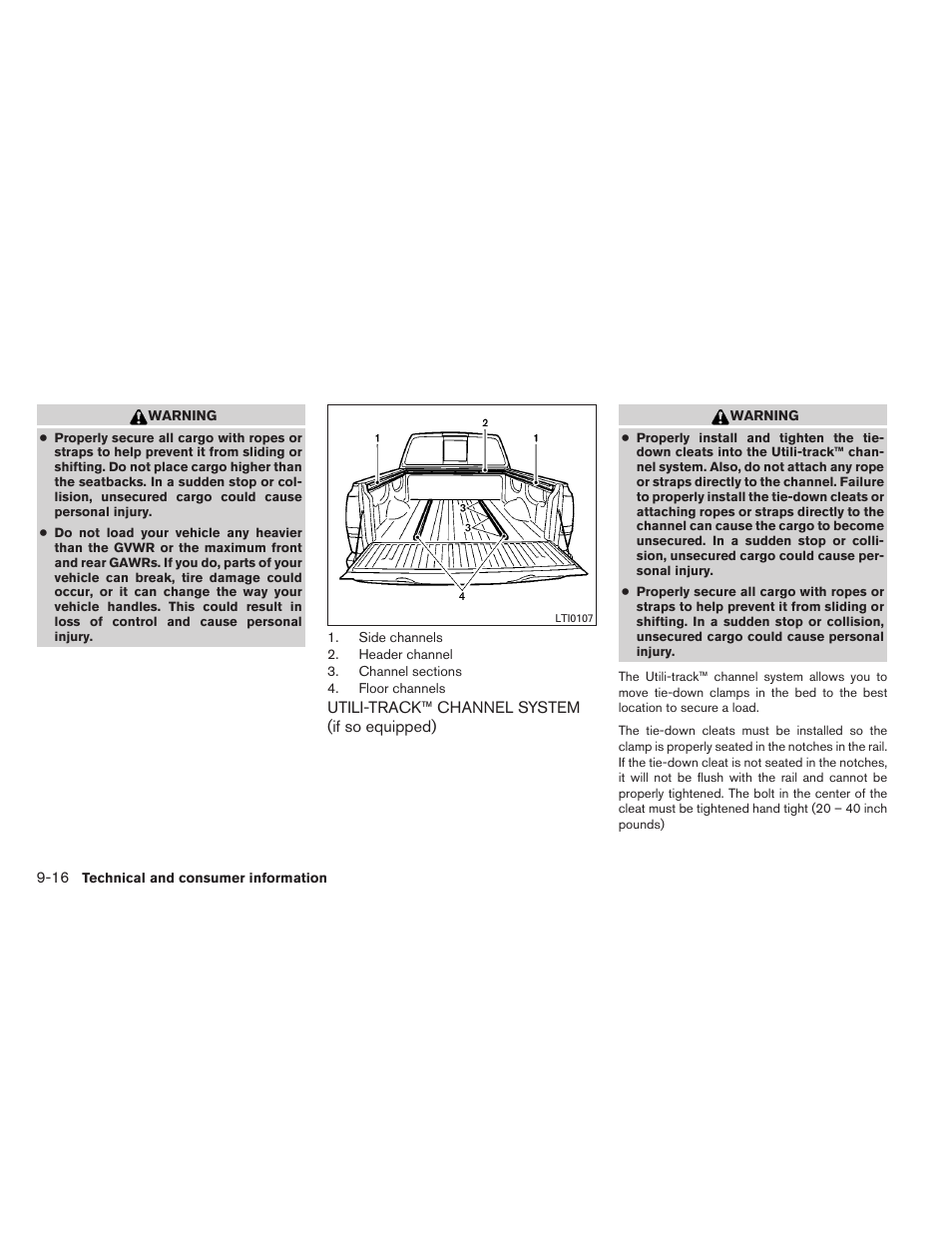 Utili-track™ channel system (if so equipped) -16 | NISSAN 2012 Titan - Owner's Manual User Manual | Page 369 / 406