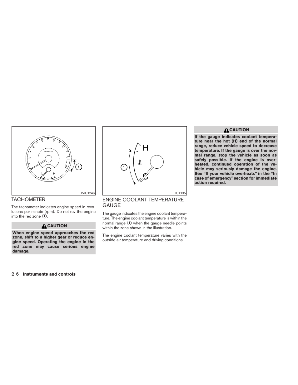 Tachometer -6 engine coolant temperature gauge -6 | NISSAN 2012 Titan - Owner's Manual User Manual | Page 87 / 406