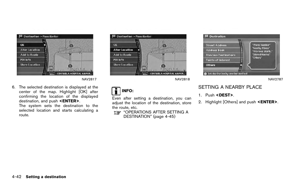 Setting a nearby place -42 | NISSAN 2012 Titan - Navigation System Owner's Manual User Manual | Page 110 / 251