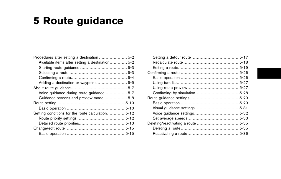 Route guidance, 5 route guidance | NISSAN 2012 Titan - Navigation System Owner's Manual User Manual | Page 119 / 251