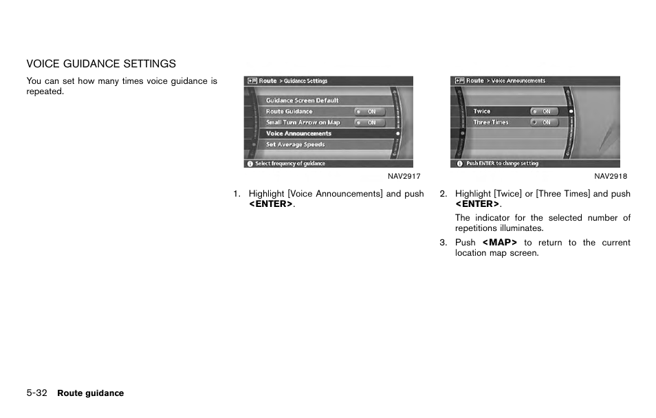 Voice guidance settings -32 | NISSAN 2012 Titan - Navigation System Owner's Manual User Manual | Page 150 / 251