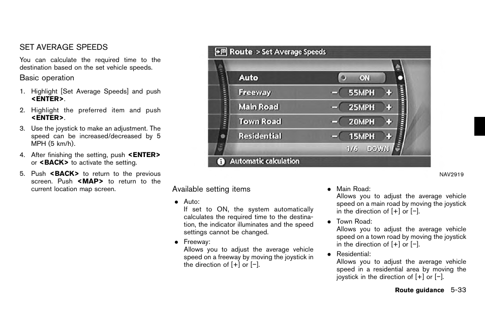 Set average speeds -33 | NISSAN 2012 Titan - Navigation System Owner's Manual User Manual | Page 151 / 251