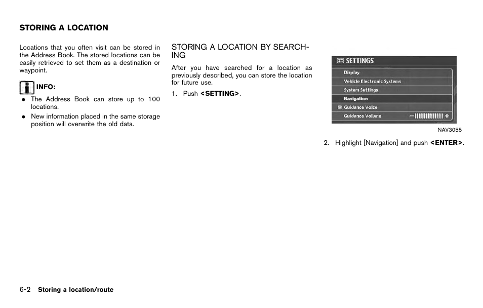 Storing a location -2, Storing a location by searching -2 | NISSAN 2012 Titan - Navigation System Owner's Manual User Manual | Page 156 / 251
