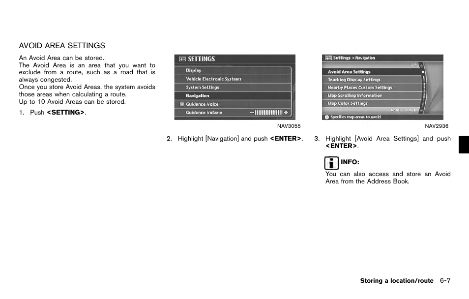 Avoid area settings -7 | NISSAN 2012 Titan - Navigation System Owner's Manual User Manual | Page 161 / 251