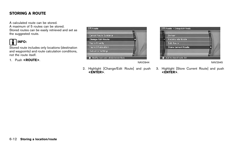 Storing a route -12 | NISSAN 2012 Titan - Navigation System Owner's Manual User Manual | Page 166 / 251