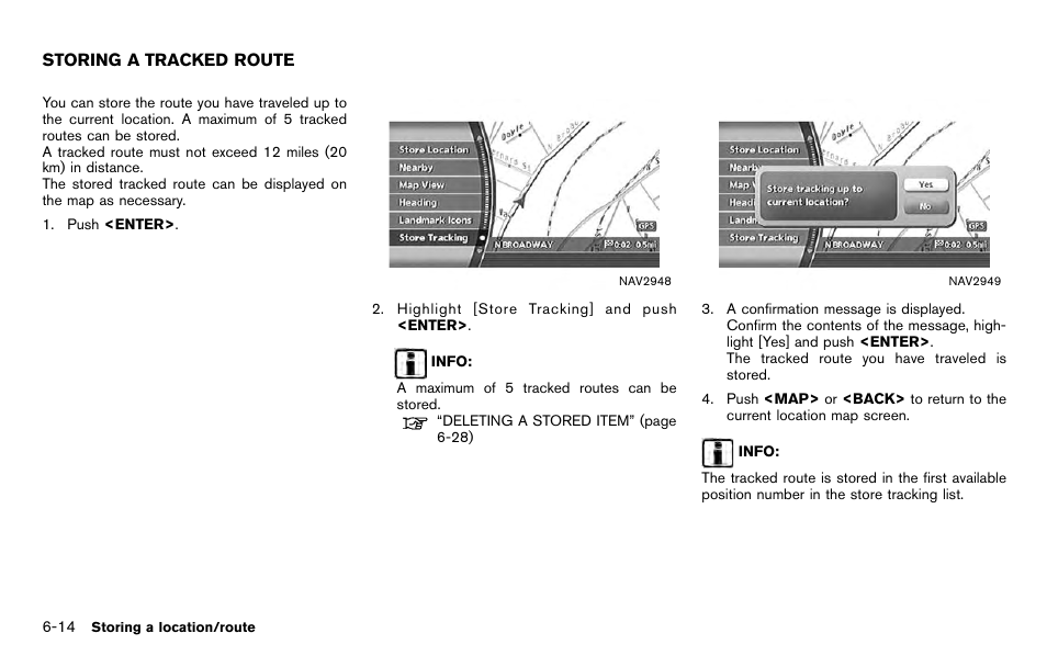 Storing a tracked route -14 | NISSAN 2012 Titan - Navigation System Owner's Manual User Manual | Page 168 / 251
