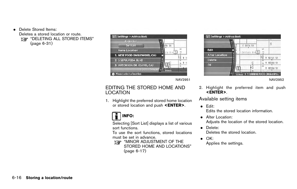 Editing the stored home and location -16 | NISSAN 2012 Titan - Navigation System Owner's Manual User Manual | Page 170 / 251