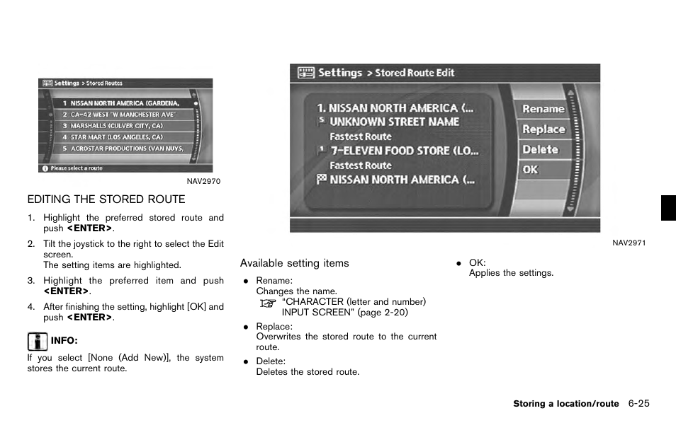 Editing the stored route -25 | NISSAN 2012 Titan - Navigation System Owner's Manual User Manual | Page 179 / 251
