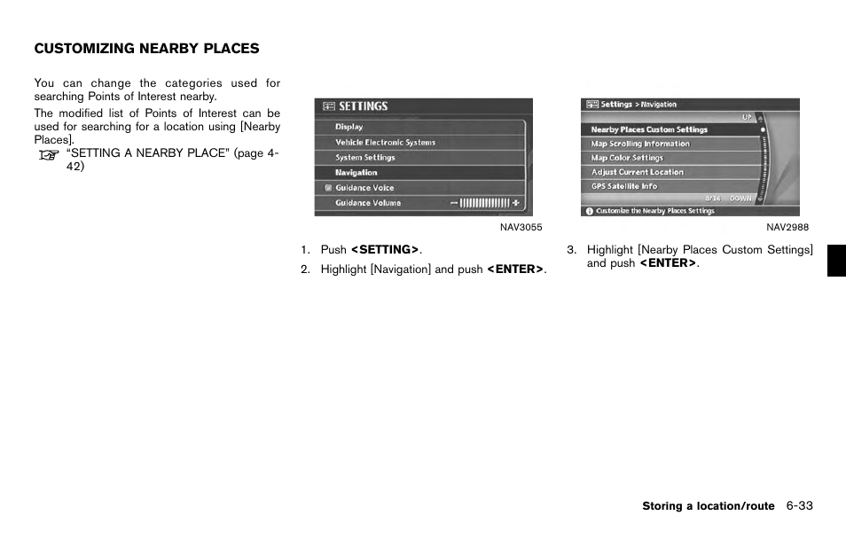 Customizing nearby places -33 | NISSAN 2012 Titan - Navigation System Owner's Manual User Manual | Page 187 / 251