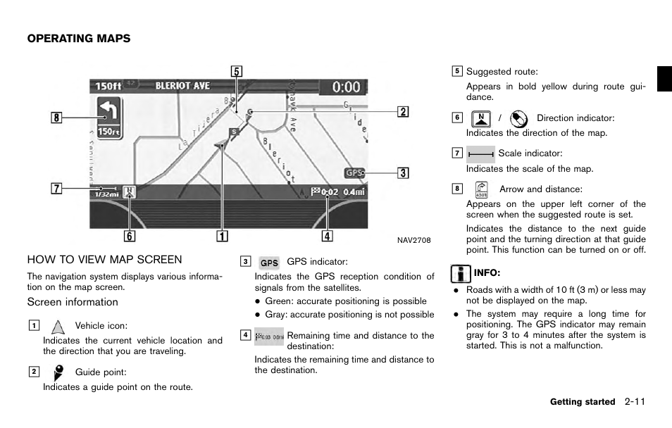 Operating maps -11, How to view map screen -11 | NISSAN 2012 Titan - Navigation System Owner's Manual User Manual | Page 19 / 251