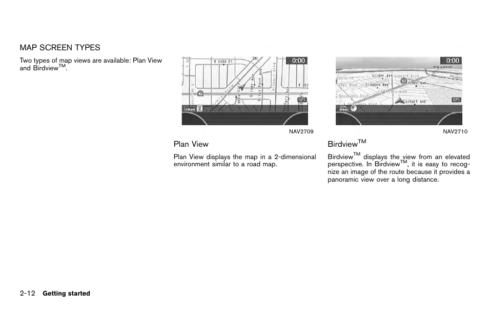 Map screen types -12 | NISSAN 2012 Titan - Navigation System Owner's Manual User Manual | Page 20 / 251