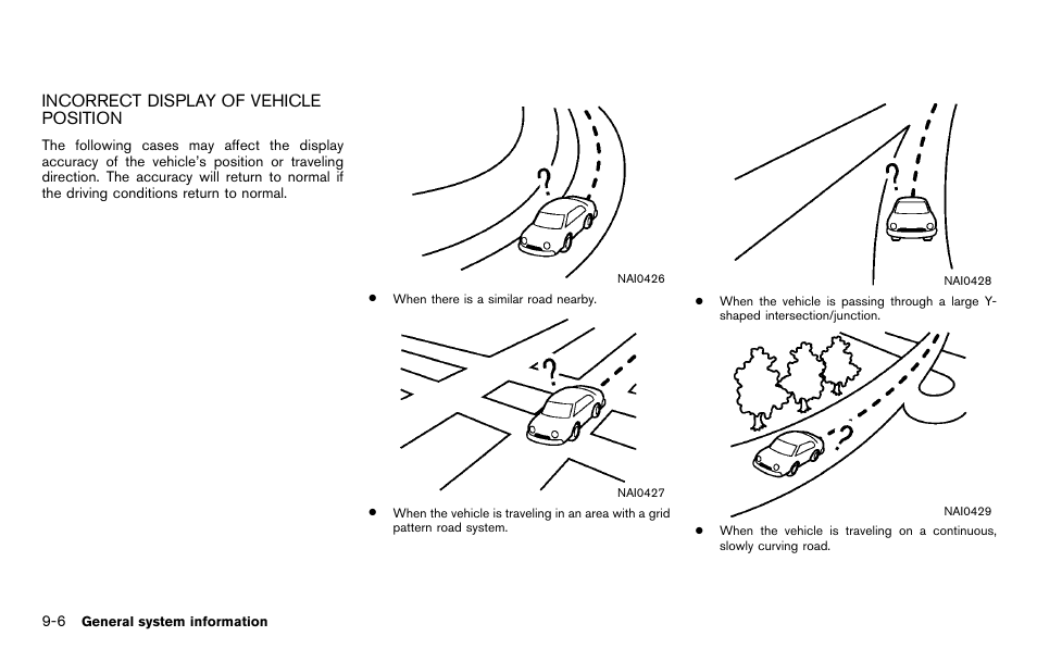 Incorrect display of vehicle position -6, Incorrect display of vehicle position | NISSAN 2012 Titan - Navigation System Owner's Manual User Manual | Page 214 / 251