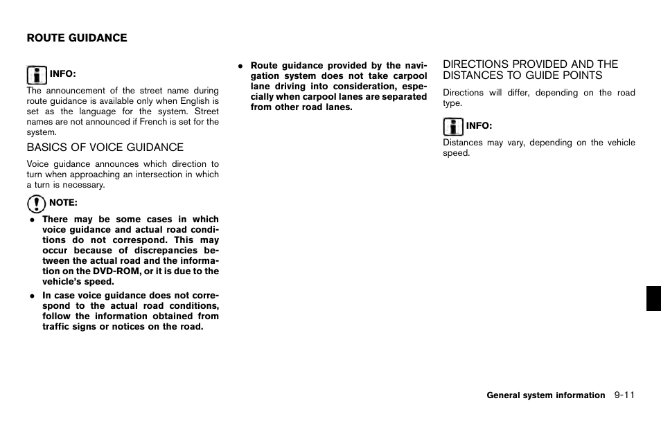 Route guidance -11 | NISSAN 2012 Titan - Navigation System Owner's Manual User Manual | Page 219 / 251