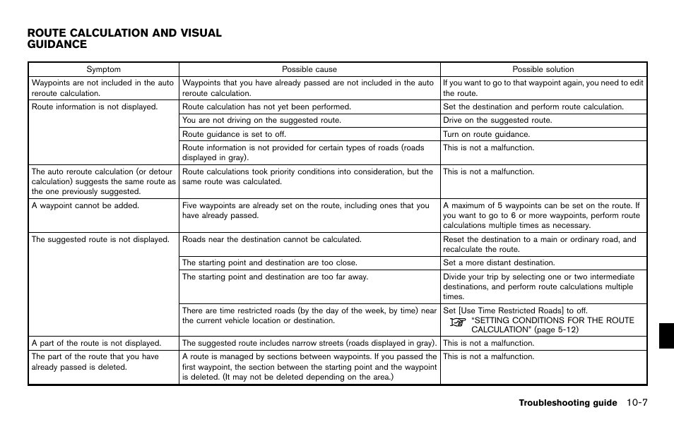 Route calculation and visual guidance -7, Route calculation and visual guidance | NISSAN 2012 Titan - Navigation System Owner's Manual User Manual | Page 237 / 251