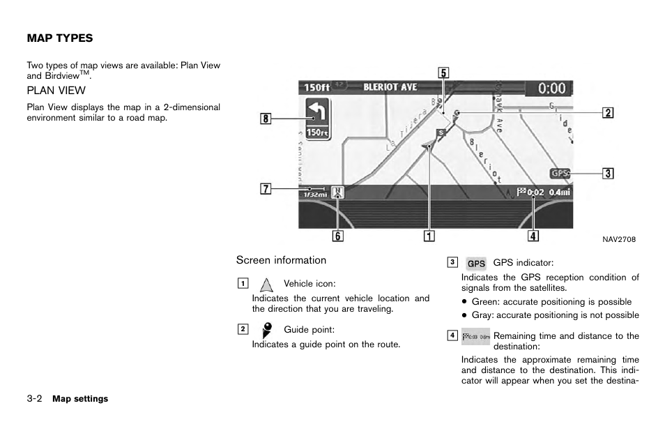 Map types -2, Plan view -2 | NISSAN 2012 Titan - Navigation System Owner's Manual User Manual | Page 44 / 251