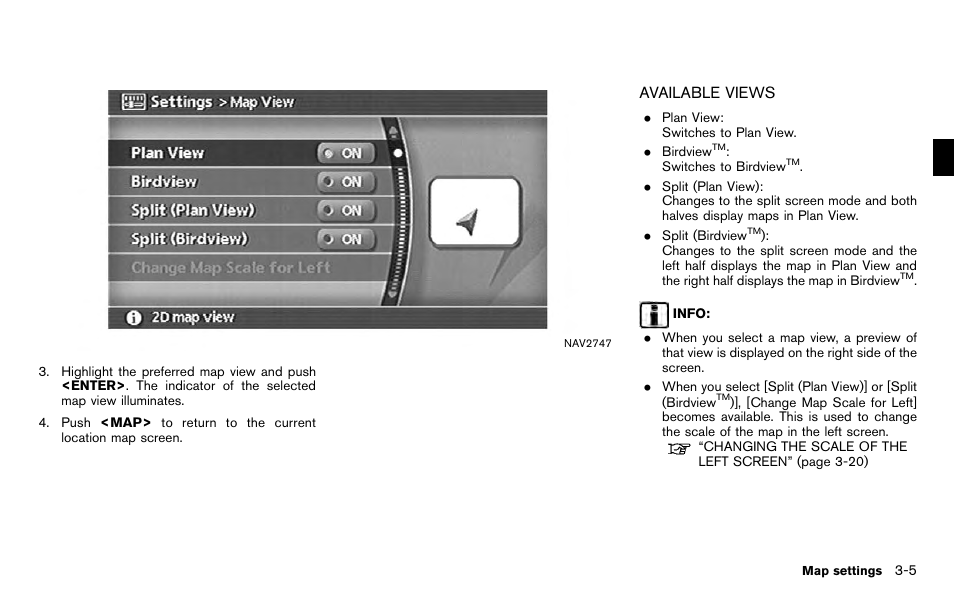 Available views -5 | NISSAN 2012 Titan - Navigation System Owner's Manual User Manual | Page 47 / 251