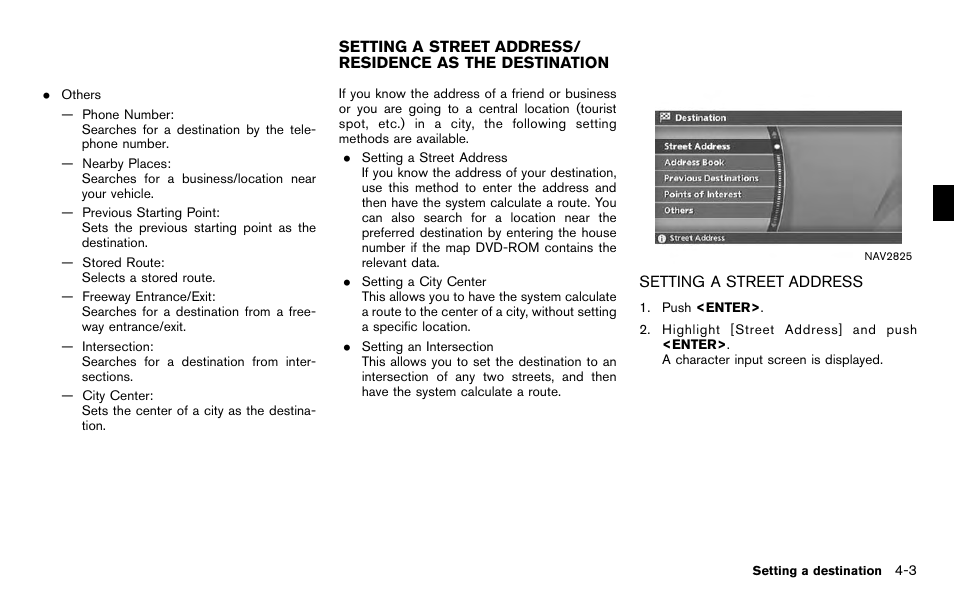Setting a street address -3 | NISSAN 2012 Titan - Navigation System Owner's Manual User Manual | Page 71 / 251