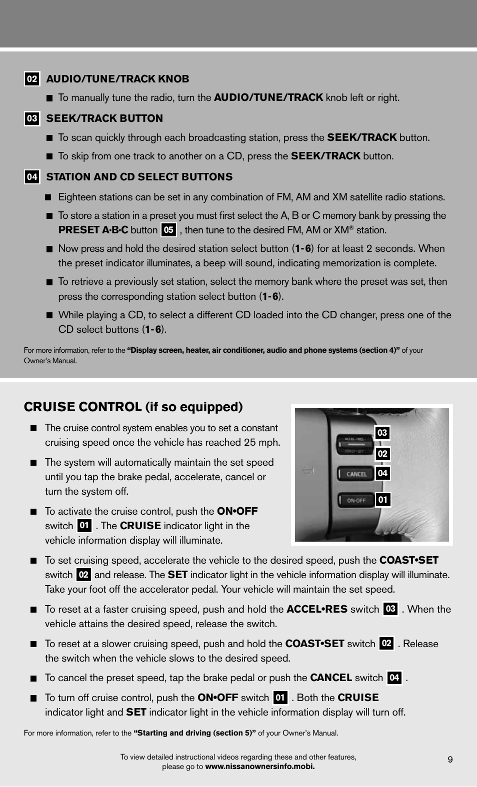 Cruise control (if so equipped) | NISSAN 2012 Titan - Quick Reference Guide User Manual | Page 11 / 20