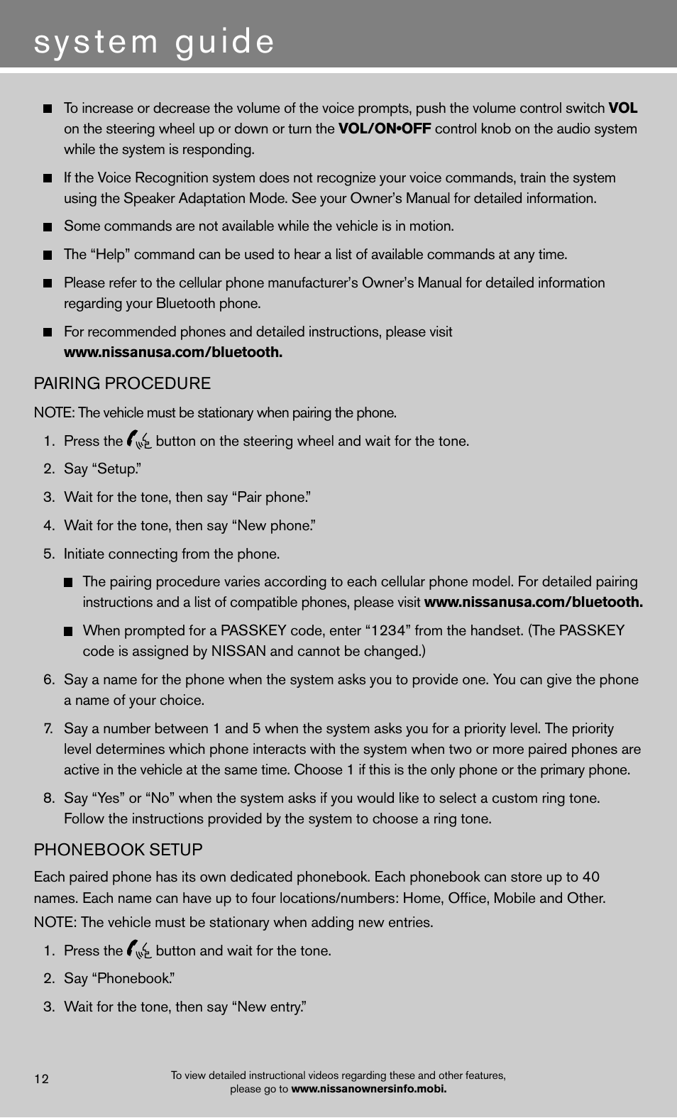 System guide | NISSAN 2012 Titan - Quick Reference Guide User Manual | Page 14 / 20