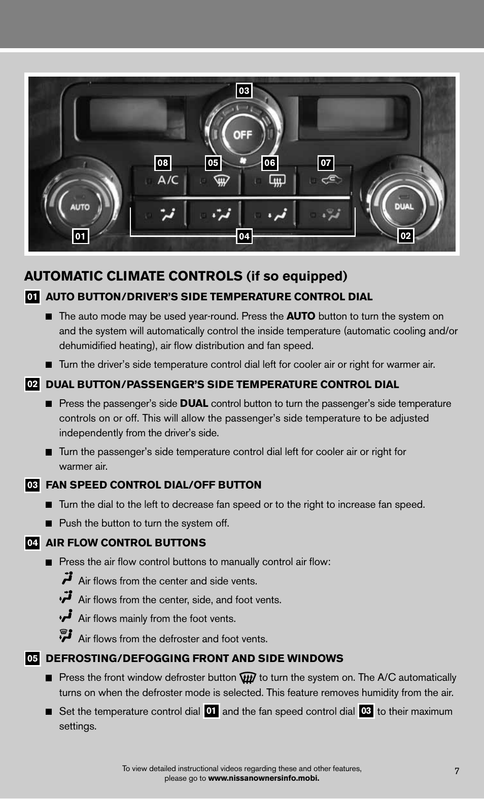 Automatic climate controls (if so equipped) | NISSAN 2012 Titan - Quick Reference Guide User Manual | Page 9 / 20